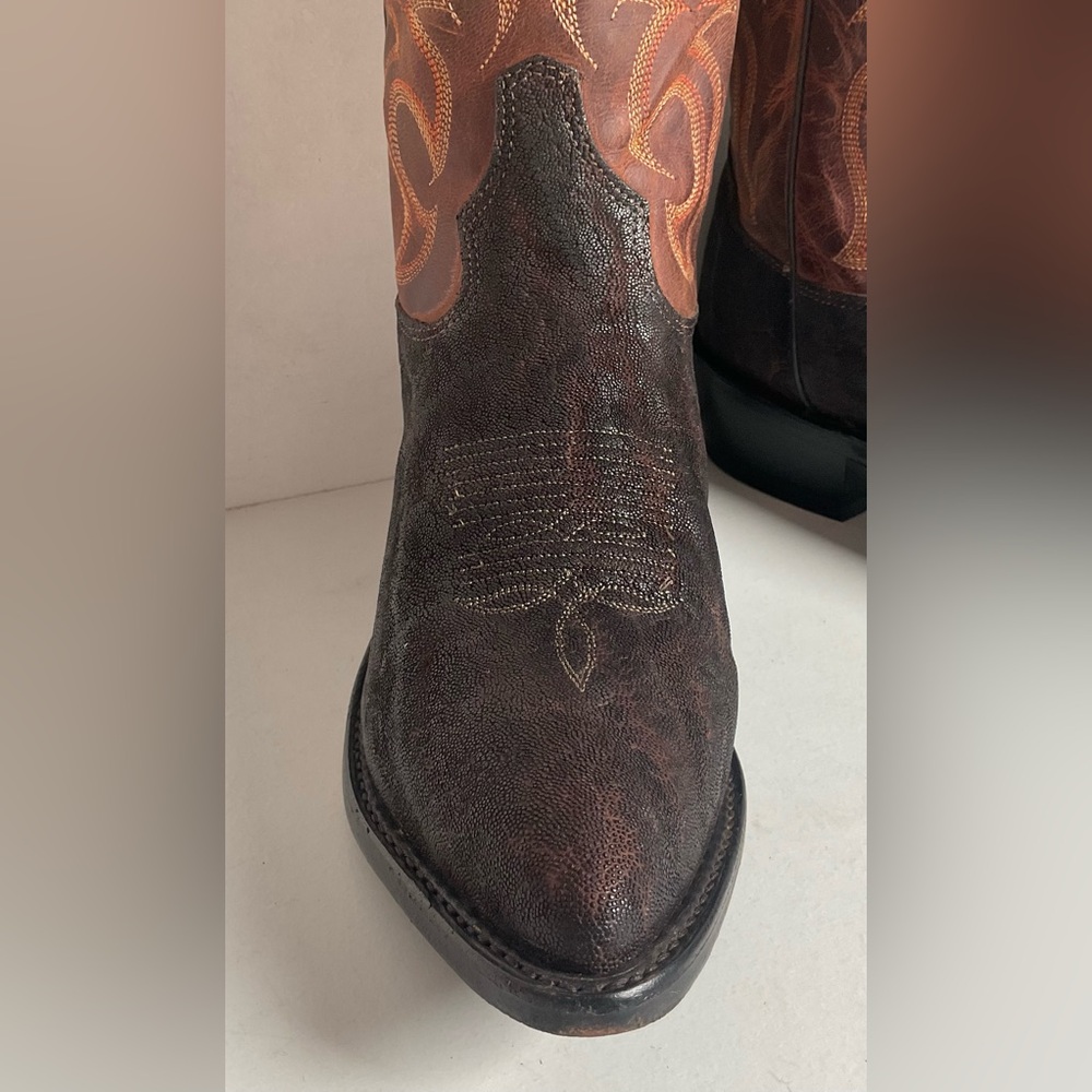 Tony Lama Men’s Vintage Chocolate Cowboy Boots 8.5 D USA Made Exotic - Picture 8 of 16